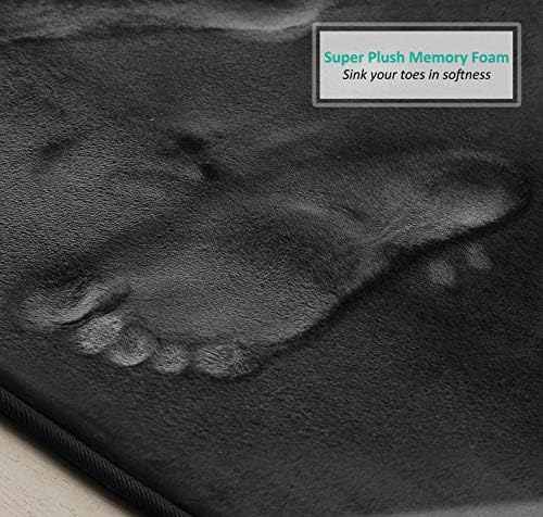 Clara Clark 2 Piece Bathroom Rugs, Velvet Memory Foam Bath Mat Set, Non-Slip Bath Rugs, Machine Wash, Dries Quickly, Ultra Soft Plush Bath Mats for Bathroom, 20 x 32 + Contour, Black