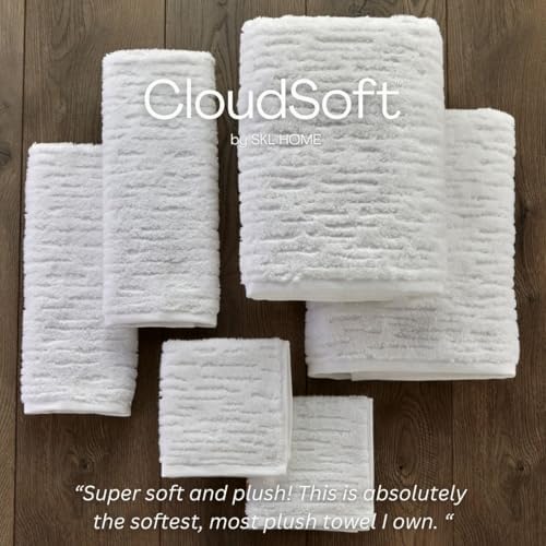 SKL Home CloudSoft Hand Towel Set, 2-Piece, 100% Cotton Luxury, White