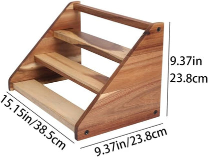 Acacia Wooden Spice Rack Organizer for Cabinet Wood Spice Shelf Organizer for Kitchen Pantry Storage Organizer 3 Tier Countertop