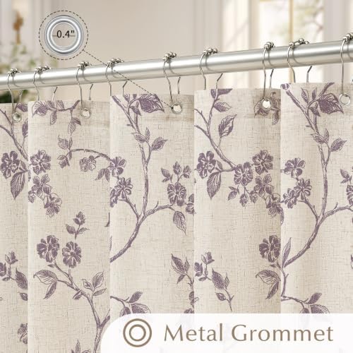 MitoVilla Small Stall Linen Floral Shower Curtain for Bathroom,36 x 72