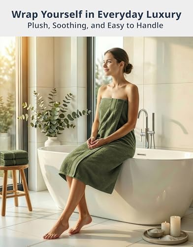 LANE LINEN Towel Set Soft Absorbent Quick Dry 100% Cotton - Oil Green