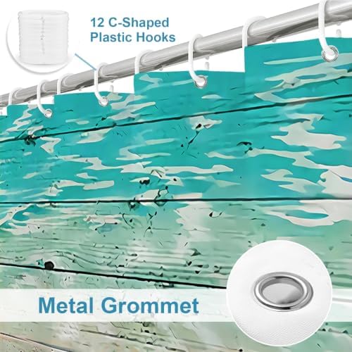 Cute Ocean Kids Shower Curtain, Beach Nautical Tropical Sea Turtle Shower Curtains for Bathroom, Waterproof Bath Curtain with Hooks Machine Washable Bathtub Curtains 36x72 Inch Blue Green