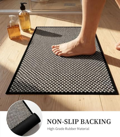 YIHOUSE Black Bathroom Rugs Sets 5 Pieces,Thin Bath Mat Quick Dry