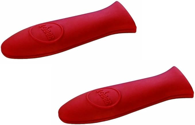 Lodge Silicone Hot Handle Holder - Dishwasher Safe Hot Handle Holder Designed for Lodge Cast Iron Skillets 9 Inches+ w/Keyhole - Reusable Heat Protection Up to 500° - Red (Pack of 2)