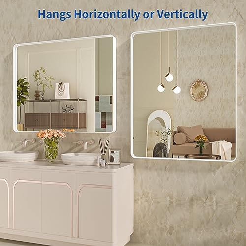 WEER White Bathroom Vanity Mirror 40x32 Inch