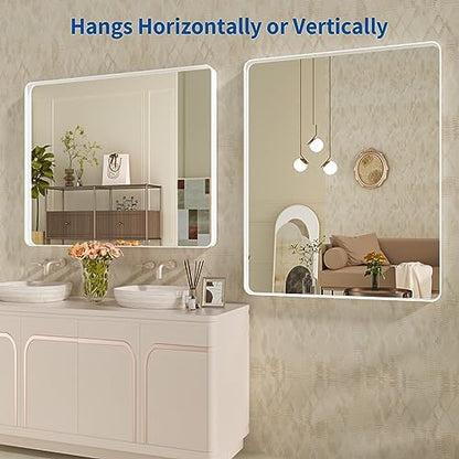 WEER White Bathroom Vanity Mirror 40x32 Inch