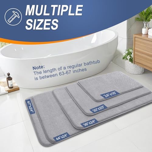 OLANLY Memory Foam Bathroom Runner Rug 70x24, Absorbent Long Bath Mat, Grey