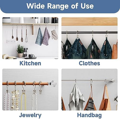 Titanker Shower Curtain Hooks Rings, Rust-Resistant Metal Double Glide Shower Hooks for Bathroom Shower Rods Curtains, Set of 12 Hooks - Matte Nickel