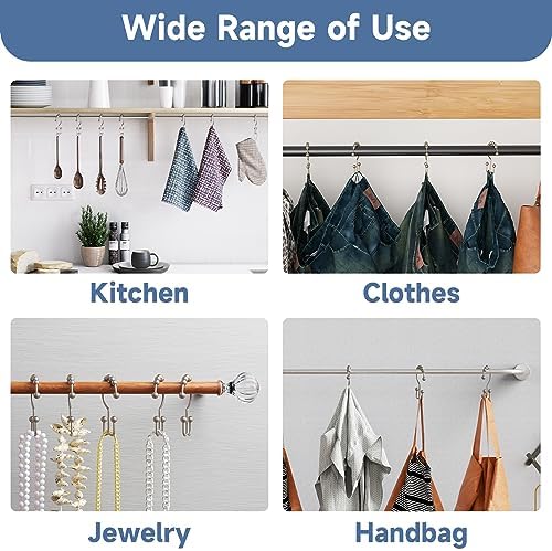 Titanker Shower Curtain Hooks Rings, Rust Resistant Metal Double Glide Shower Hooks Rings for Bathroom Shower Rods Curtains, Set of 24 Hooks - Matte Nickel