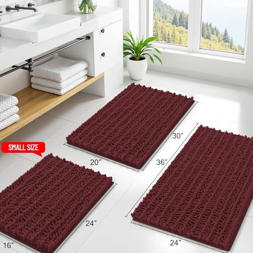 Smiry Bathroom Rugs 34X21, Extra Soft Rubber Backing Chenille Bath Mats