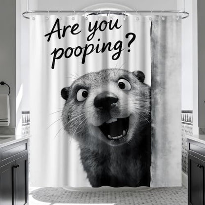 Extra Tall Shower Curtain XL Funny Grey Otter, 70 x 84 Inchs