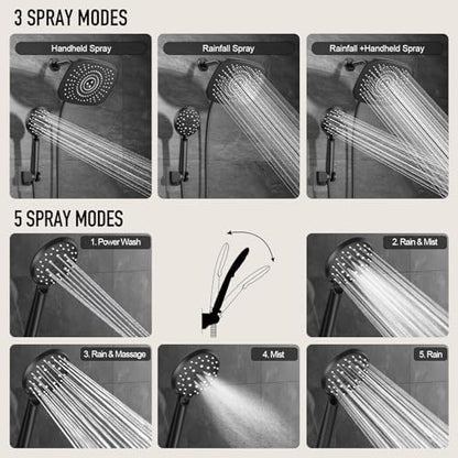 Veken 10“ Rain Shower Head with Handheld,Dual High Pressure Shower Heads