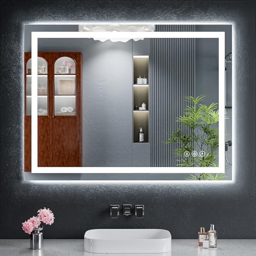 40"x30" LED Bathroom Mirror with Lights, Backlit+Frontlit, Anti-Fog