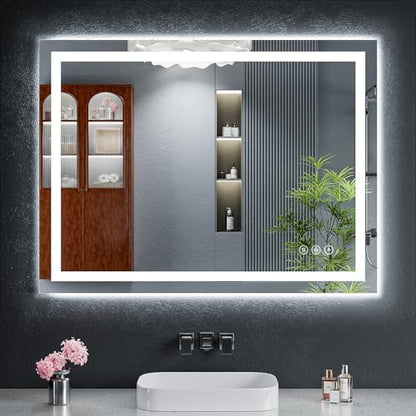40"x30" LED Bathroom Mirror with Lights, Backlit+Frontlit, Anti-Fog