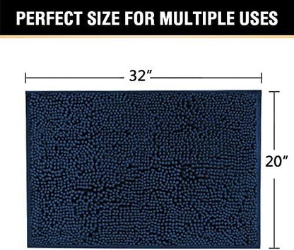 H.VERSAILTEX Navy Blue Bath Mats for Bathroom, Bath Mat 20x32 inch Oversize Bathroom Rug Shag Shower Mat Soft Texture Floor Mat Machine-Washable Bath mats with Water Absorbent Soft Microfibers Rugs