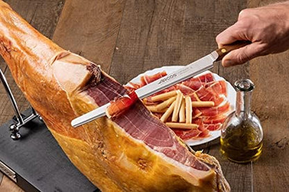 Arcos Slicing Knife | Ham Knife 10 Inch Stainless Steel. Professional Kitchen Knife for Cooking. Ovengkol Wood Handle 100% natural FSC and 250 mm Blade. Series Nordika