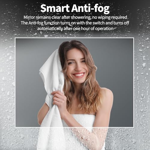 Koonmi 40x30 LED Bathroom Mirror, Shatterproof Mirror with Light
