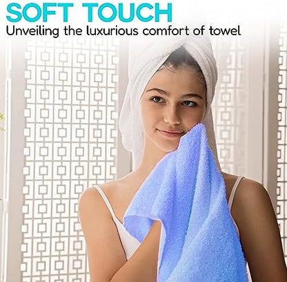 QUBA LINEN 100% Cotton Hand Towel Set – Soft, Absorbent Towels for Bathroom, Kitchen & Gym Use – Durable, Reusable & Machine Washable Towels - Multi-Color, 16 x 28 Inches, Pack of 6