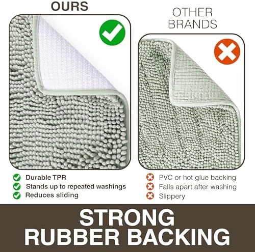 Neater Home Plush Bathroom Rugs 30x20 Thick Chenille Quick Dry Microfiber Absorbent Bath Mat, Soft Bath Rugs, Machine Washable Bathroom Floor Mat for Tub Shower Sink, Home Decor Accessories, Green