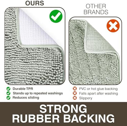 Neater Home Plush Bathroom Rugs 30x20 Thick Chenille Quick Dry Microfiber Absorbent Bath Mat, Soft Bath Rugs, Machine Washable Bathroom Floor Mat for Tub Shower Sink, Home Decor Accessories, Green