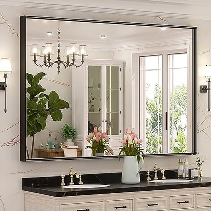 Keonjinn 60x40 Inch Black Bathroom Mirror for Over Sink, Rectangular