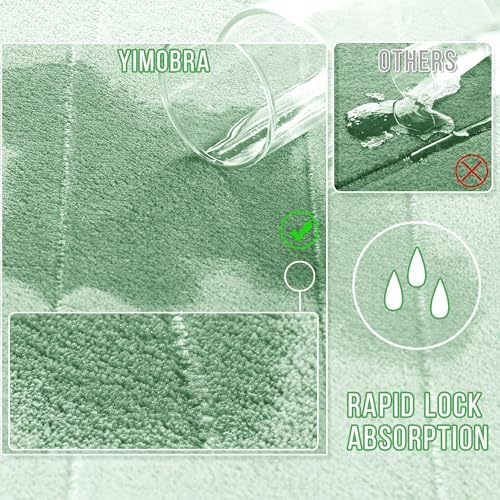 Yimobra Long Bath Mat 44"x24", Super Soft Quick Dry Memory Foam Bathroom Rug, Water Absorbent, Non Slip Backing Machine Washable for Tub Shower, Thick Comfort Support, Pale Green