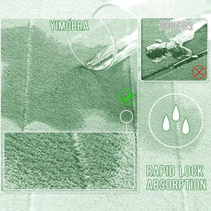 Yimobra Long Bath Mat 44"x24", Super Soft Quick Dry Memory Foam Bathroom Rug, Water Absorbent, Non Slip Backing Machine Washable for Tub Shower, Thick Comfort Support, Pale Green