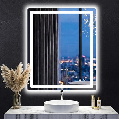 LED Bathroom Mirror with Lights, 30"x36" Lighted Vanity Mirror for Wall