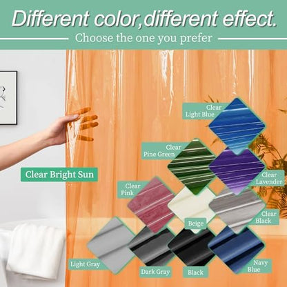 Mrs Awesome Clear Orange Shower Curtain Liner with 3 Magnets, 72x72