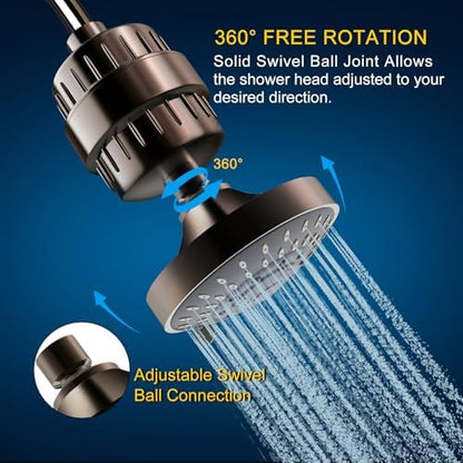 FEELSO Shower Head with Shower Filter, Filtered Shower Head for Hard Water