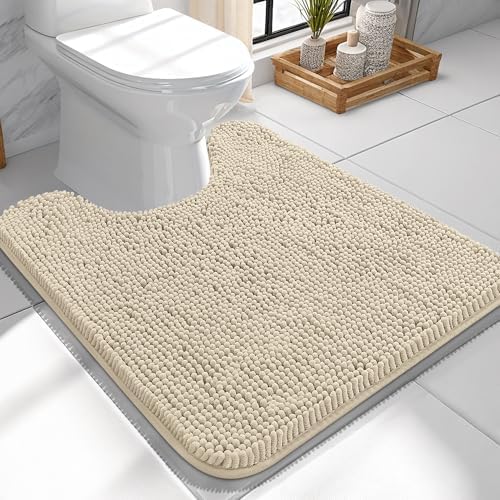 OLANLY Toilet Rugs U-Shaped 24x24, Soft Absorbent Chenille Contour Rugs