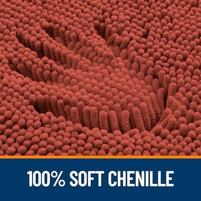 OLANLY Bathroom Runner Rugs 44x24, Soft Absorbent Chenille Bath Rugs, Rubber Backing Quick Dry, Machine Washable Long Bath Mats for Bathroom, Tub and Shower, Home Decor Accessories, Rustic Terracotta