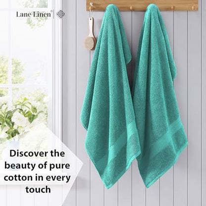 LANE LINEN Bathroom Towels Set (4 Pack)- 100% Cotton Luxury Bath Towels for Bathroom, Soft Shower Towels, Quick Dry Turkish Bath Towels, Super Absorbent Hotel Quality Bath Towel Set (28"x 54")- Teal