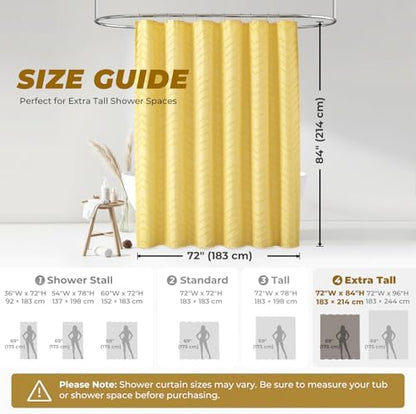 Yellow Boho Fabric Shower Curtain 72 x 84 Inches