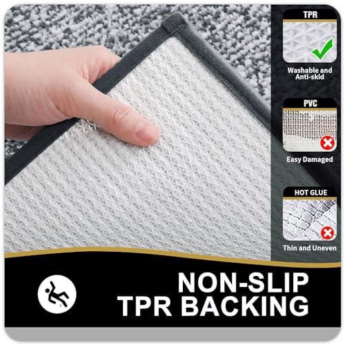 OLANLY Bathroom Rugs 36x24, Soft Absorbent Microfiber Bath Rugs, Dark Grey