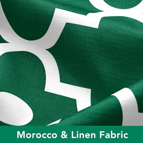 Fabric Modern Extra Long Shower Curtains for Bathroom-Hunter Green & White