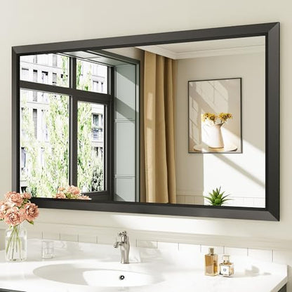 Briivue Black Metal Framed Bathroom Wall Mirror, 50x30 Inch