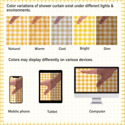 HunnmingRe Ruffled Gingham Shower Curtain Yellow