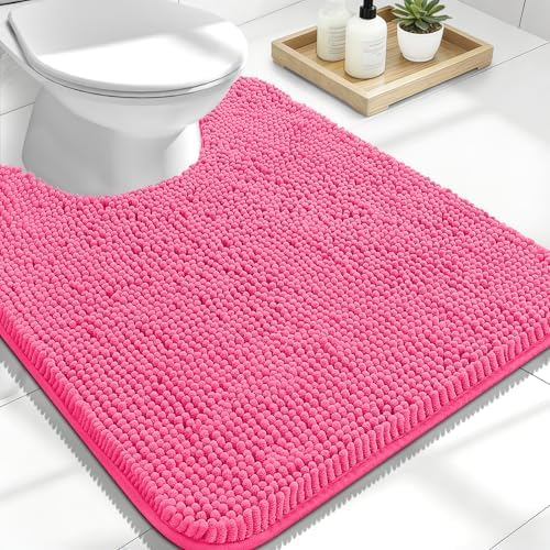 OLANLY Toilet Rugs U-Shaped 24x20, Soft Absorbent Chenille Contour Rugs