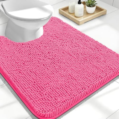 OLANLY Toilet Rugs U-Shaped 24x20, Soft Absorbent Chenille Contour Rugs