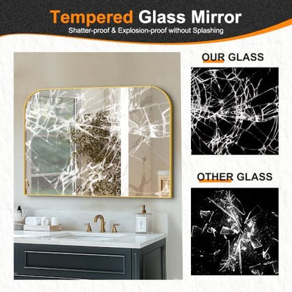 Delma 30"x40" Gold Metal Framed Bathroom Mirror for Over Sink