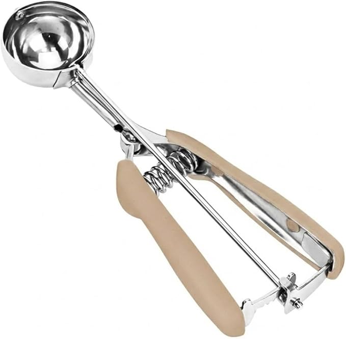 Ice Cream Scoop, 18/8 Stainless Steel Cookie Scoop, Cookie Scoops for Baking, 2.5Tbsp/42ml/1.4 oz Cookie Dough Scoop, Ice Cream Scooper with Trigger Release, Cookie Scooper for Baking(#24 Brown)