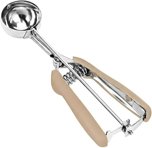 Ice Cream Scoop, 18/8 Stainless Steel Cookie Scoop, Cookie Scoops for Baking, 2.5Tbsp/42ml/1.4 oz Cookie Dough Scoop, Ice Cream Scooper with Trigger Release, Cookie Scooper for Baking(#24 Brown)