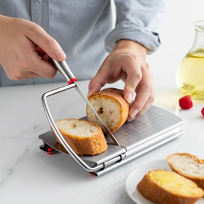 Faat3Coi4 Cheese Slicer with Blade for Block Cheese, Handheld Cheese Cutter Board, Stainless Steel Cheese Cutting Board for Block Cheese, Butter, Sausages, Fruits Kitchen Gadget