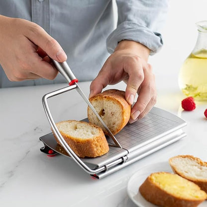 Faat3Coi4 Cheese Slicer with Blade for Block Cheese, Handheld Cheese Cutter Board, Stainless Steel Cheese Cutting Board for Block Cheese, Butter, Sausages, Fruits Kitchen Gadget