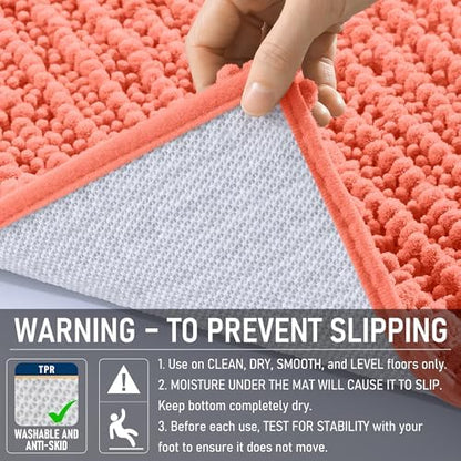 OLANLY Bathroom Runner Rugs 59x24, Thick Soft Absorbent Chenille Bath Rugs