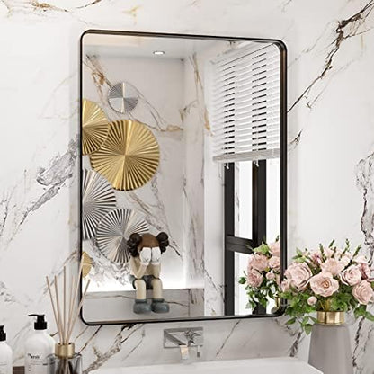 WEER Black Bathroom Vanity Mirror 24X32 Inch