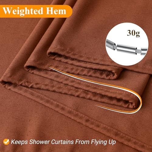Naturoom Linen Shower Curtain 78 Inch Long for Bathroom Terracotta 1 Panel