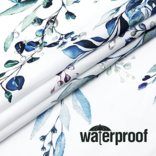 Gibelle Blue Eucalyptus Shower Curtain, Watercolor Floral Print, 72x72