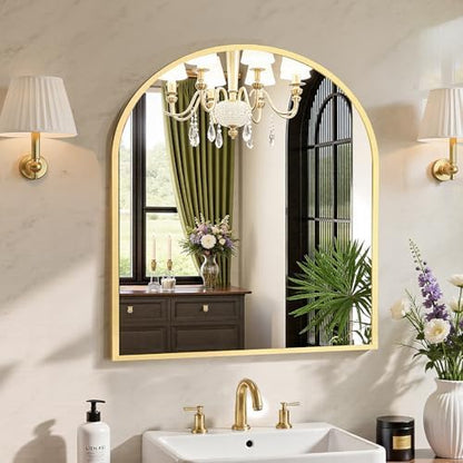 Sweetcrispy 31x32 Bathroom Mirrors for Wall, Arched Mirror for Over Sink